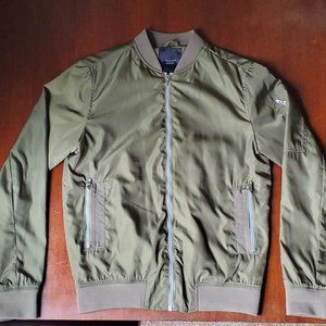 Olive Nylon Bomber Jacket